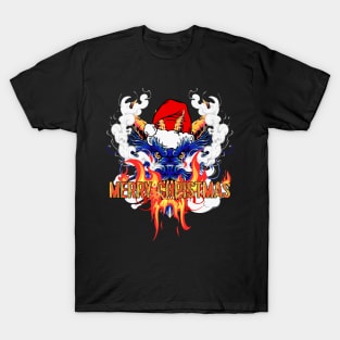 Merry Christmas Santa Dragon with Flames and Smoke T-Shirt